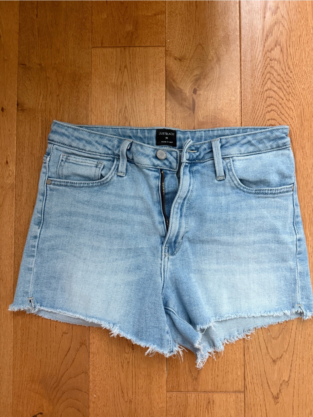 Just Black Faded Light Blue Denim Cutoff Shorts